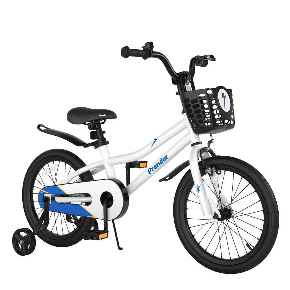 BABY JOY Kids Bike, 18 Inch Children Bikes for Boys Girls Age 4-8 Years w/Training Wheels, Handbrake, Coaster Brake & Removable Basket, Kids Bicycle of Multiple Colors