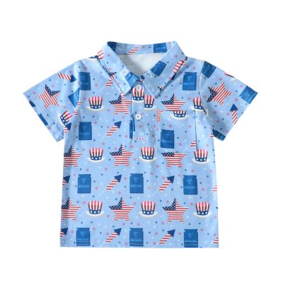 Primary Color Shirt Toddler Boys Girls Short Sleeve Independence Day 4 of July Kids Tops T Shirt with Pocket Pack Set (Blue, 2-3 Years)