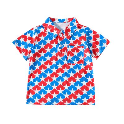 Primary Color Shirt Toddler Boys Girls Short Sleeve Independence Day 4 of July Kids Tops T Shirt with Pocket Pack Set (Red, 2-3 Years)