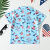 Primary Color Shirt Toddler Boys Girls Short Sleeve Independence Day 4 of July Kids Tops T Shirt with Pocket Pack Set (Light Blue, 3-4 Years) view 2