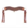 Showman Floral Tooled Leather Tripping Collar w/Teal Beading view 1