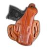 Premium Leather Three Slot Pancake OWB Holster with Thumb Break Fits FNH FN 503 Micro Compact 9mm 3.1" Barrel, Right Hand Draw, Brown Color #1624# view 1
