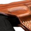 Premium Leather Three Slot Pancake OWB Holster with Thumb Break Fits FNH FN 503 Micro Compact 9mm 3.1" Barrel, Right Hand Draw, Brown Color #1624# view 4