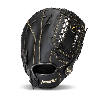 Franklin Sports Field Master First Baseman's Mitt - Adult + Youth Mitt - 12.5 Inch - Right Hand Throw - Men's + Women's - Black/Gold