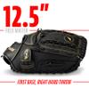 Franklin Sports Field Master First Baseman's Mitt - Adult + Youth Mitt - 12.5 Inch - Right Hand Throw - Men's + Women's - Black/Gold view 3