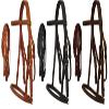 Cobb Size English Headstall w/Raised Browband & Braided Leather Reins view 1
