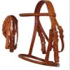 Cobb Size English Headstall w/Raised Browband & Braided Leather Reins view 2