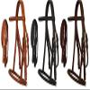 Cobb Size English Headstall w/Raised Browband & Braided Leather Reins view 3