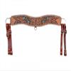 Showman Floral Tooled Leather Tripping Collar w/Teal Buckstitch & Arrow Design view 1
