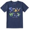 Life is Good Kids Stay Wild Short Sleeve Crusher Tee (X-Small, Darkest Blue) view 1
