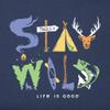 Life is Good Kids Stay Wild Short Sleeve Crusher Tee (X-Small, Darkest Blue) view 3