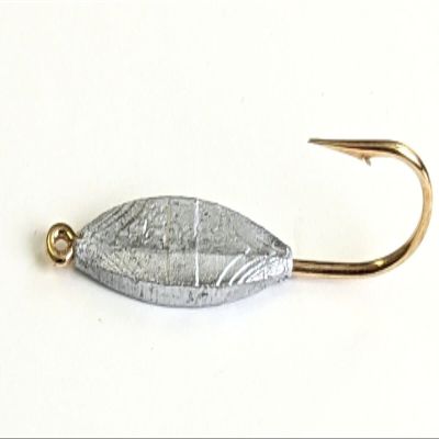 100 Unpainted Crappie Slab Jig Head Spoon Panfish Ice Fishing #4 Gold VMC Hook 1/32oz
