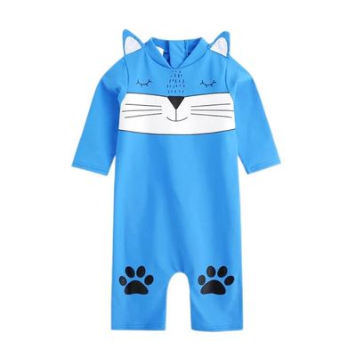 Boys, Girls Swimsuit short Sleeve One Piece Cartoon Swimsuit Rash Guard Swimwear Blue 7-8 years