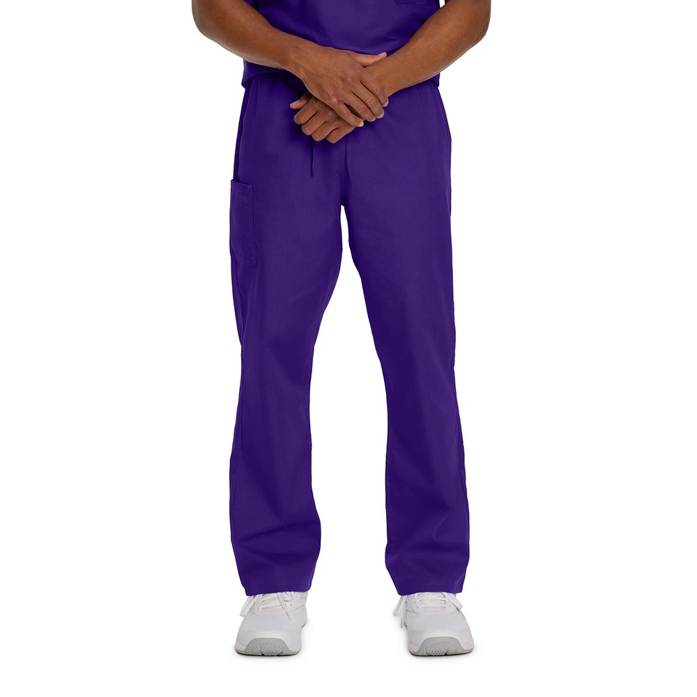 Landau Scrub Zone Unisex Relaxed Fit 2-Pocket Drawstring Cargo Scrub Pants 85221 Grape PLG