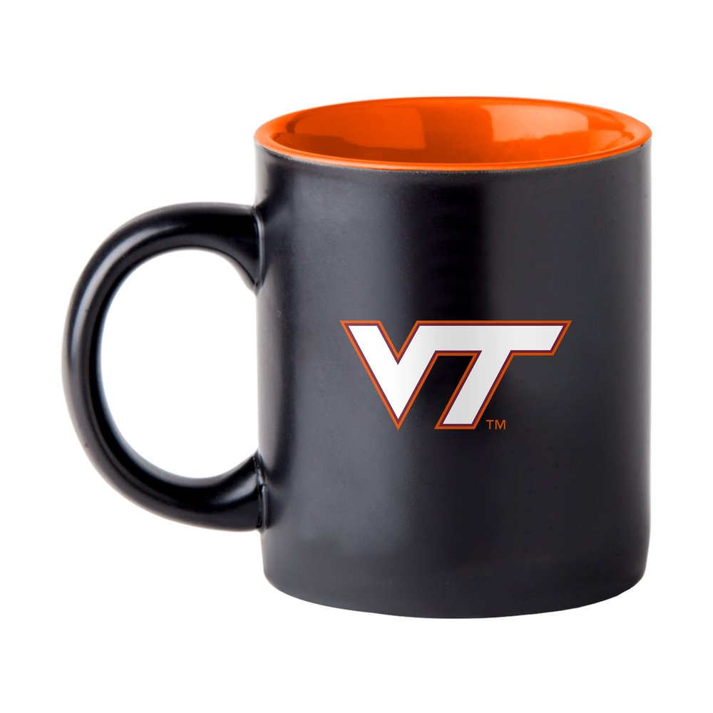 Boelter Brands Two Toned Matte Black Coffee Mug, NCAA Team Logo with Inner Team Color (Virginia Tech Hokies)