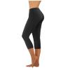 Uillui Women's Soft Capri Leggings Stretchy Skinny Yoga Tight Sweatpants High Waisted Tummy Control Workout Crop Pants Black view 1