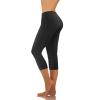 Uillui Women's Soft Capri Leggings Stretchy Skinny Yoga Tight Sweatpants High Waisted Tummy Control Workout Crop Pants Black view 2