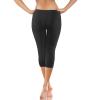 Uillui Women's Soft Capri Leggings Stretchy Skinny Yoga Tight Sweatpants High Waisted Tummy Control Workout Crop Pants Black view 3