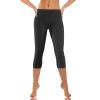Uillui Women's Soft Capri Leggings Stretchy Skinny Yoga Tight Sweatpants High Waisted Tummy Control Workout Crop Pants Black view 4