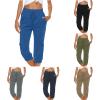 Uillui Women's Cotton Linen Capri Pants Lightweight Loose Fit Cargo Joggers Pants Elastic Waist Hiking Athletic Sweatpants Army Green view 4