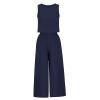 Two Piece Summer Outfits Women's Casual Linen Matching Sets Loose Loungewear Crop Top Set Boho Beach Vacation Clothes Navy view 4
