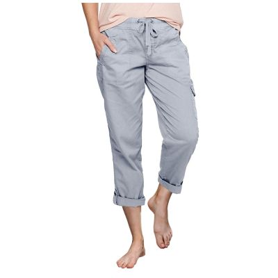 Uillui Women's Casual Relaxed Fit Cargo Pants Loose Cropped Capris Cargo Joggers Pants Elastic Waist Wide Leg Lounge Pants Gray
