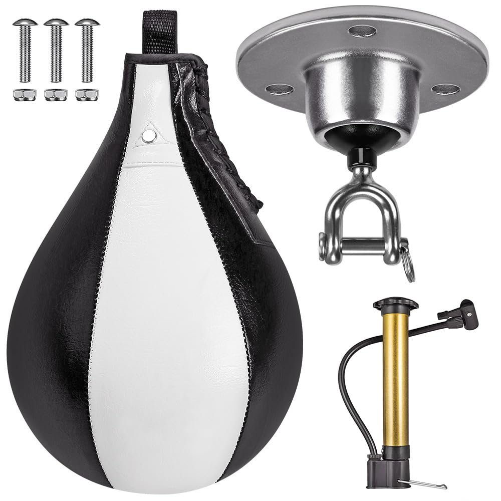 Benelabel Speed Bags for Boxing Leather Speed Bag with 360 Swivel and Inflator