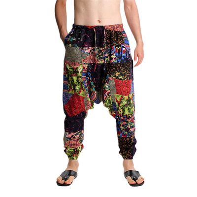 Men's Hippie Baggy Boho Yoga Harem Pants African Pattern Print Sweatpants Casual Hip Hop Pant