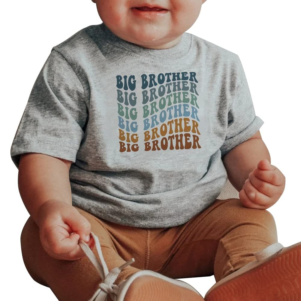 hrcfbk Toddler Baby Boys T-Shirt Short Sleeve Big Brother Pregnancy Announcement Shirt (3T, Big Brother)