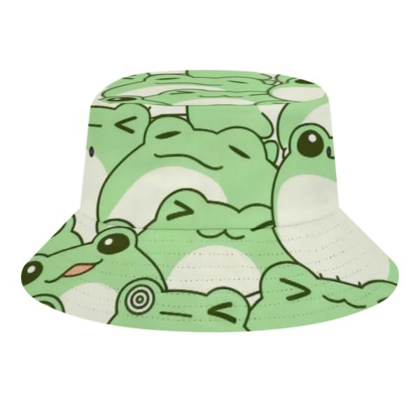 Fashion Bucket Hat Unisex Beach Sun Hat Aesthetic Fishing Hat for Men and Women Compatible with Cute Frog