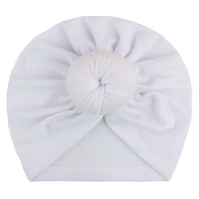 Baby Boys Girls Solid Cotton Cap Summer Candy Shape Handmade Knotted Elastics Turban Hat Newborn Baby (White, One Size)