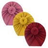 Baby Boys Girls Solid 3PC Knotted Turban Soft No Brim Solid Headwear Baby Care Hats for Boys (E, One Size)