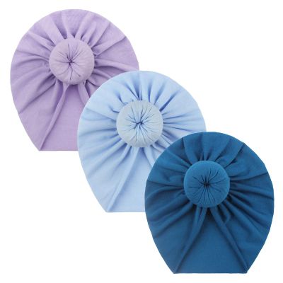 Baby Boys Girls Solid 3PC Knotted Turban Soft No Brim Solid Headwear Baby Care Hats for Boys (A, One Size)