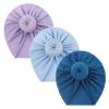 Baby Boys Girls Solid 3PC Knotted Turban Soft No Brim Solid Headwear Baby Care Hats for Boys (A, One Size) view 1