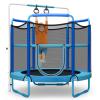 Giantex 60" Trampoline for Kids, 5 Ft Adjustable Height Heavy Duty Small Mini Toddler Trampoline Outdoor Indoor with Ring and Horizontal Bar, Max Weight 330 lbs, for 3-7 Ages (Blue) view 1