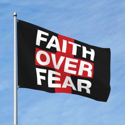 Cool Poster Flags Faith Over Fear Bible Scripture Verse Flag Room Door Decor Boys Bedroom Accessories (Size : 60X90CM)