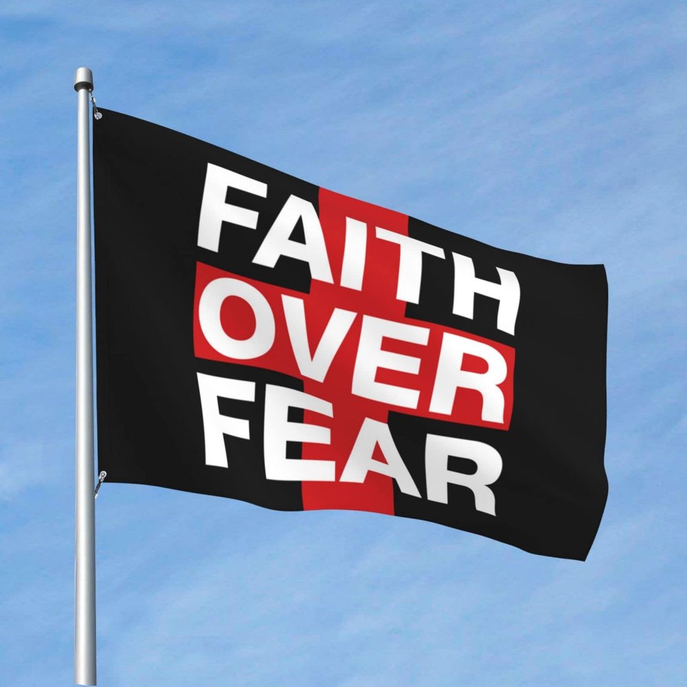 Cool Poster Flags Faith Over Fear Bible Scripture Verse Flag Room Door Decor Boys Bedroom Accessories (Size : 60X90CM)