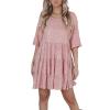 owsber Women's Sequins Tshirt Dress Short Party Loose Sparkly T Shirt Dresses Bling Wear Gown (pink, m) view 1