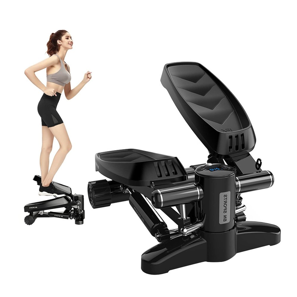HAIZON Premium Portable Twist Stair Stepper Adjustable Resistance, Twisting Step Fitness Machine with Bands & LCD Monitor, 330lbs Weight Capacity