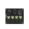 Garfour Green Waterproof Boat Rocker Switch Panel 3.1A Volt Dual USB Socket LED Light Voltmeter Cigarette Lighter Socket 4 Bang Rocker Switch Panel for Car RV SUV Boat view 1