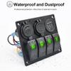 Garfour Green Waterproof Boat Rocker Switch Panel 3.1A Volt Dual USB Socket LED Light Voltmeter Cigarette Lighter Socket 4 Bang Rocker Switch Panel for Car RV SUV Boat view 2