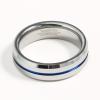 LOSTERLO Mens Tungsten Ring Wedding Band 6mm Glossy Silver Blue Centre Groove Comfort Fit Size 13 view 4