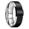 LOSTERLO 8mm Tungsten Ring For Men Wedding Band Classic Matte High Polished Comfort Fit Silver Black Ring Size 13 view 1