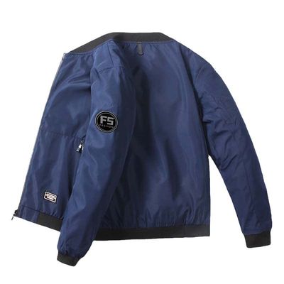 Aoleaky Men's Casual Bomber Jacket Slim Fit Windbreaker,Spring-Autumn Pilot Baseball Style 1808 blue XL