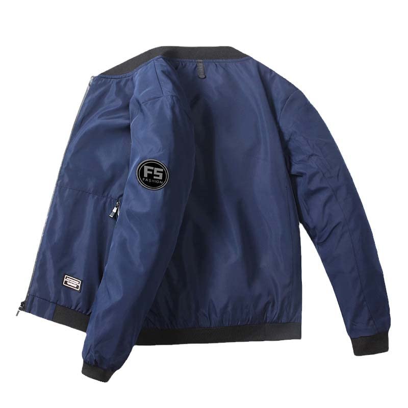 Aoleaky Men's Casual Bomber Jacket Slim Fit Windbreaker,Spring-Autumn Pilot Baseball Style 1808 blue XL