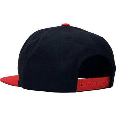 1 Pcs of Premium Classic Snapback Wool Blend Plain Basic Cap Hat (Black/Red)