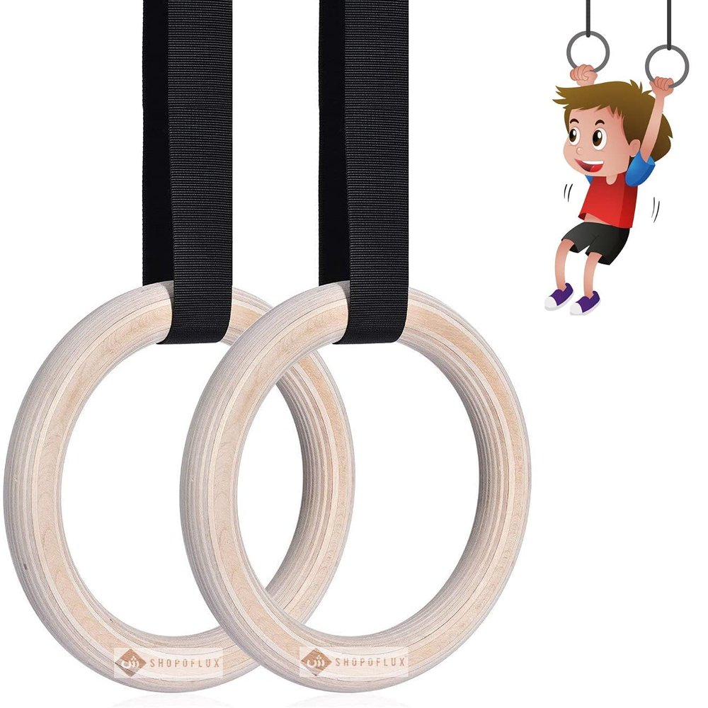 Kids Wooden Gymnastics Rings | Kids Gym Play Set | Gymnastic Toys for (Boys and Girls)