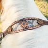 Circle Y Python Pass Wither Strap - Equestrian Vintage Leather Hand-Tooled Floral Design Turquoise Accents Horse Breast Collar Helper Wither Strap view 2
