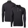 Cutter & Buck Men's Black Carolina Panthers Helmet Adapt Eco Knit Stretch Recycled Quarter-Zip Pullover Top view 1
