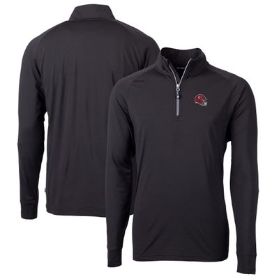 Cutter & Buck Men's Black Kansas City Chiefs Helmet Adapt Eco Knit Stretch Recycled Quarter-Zip Pullover Top